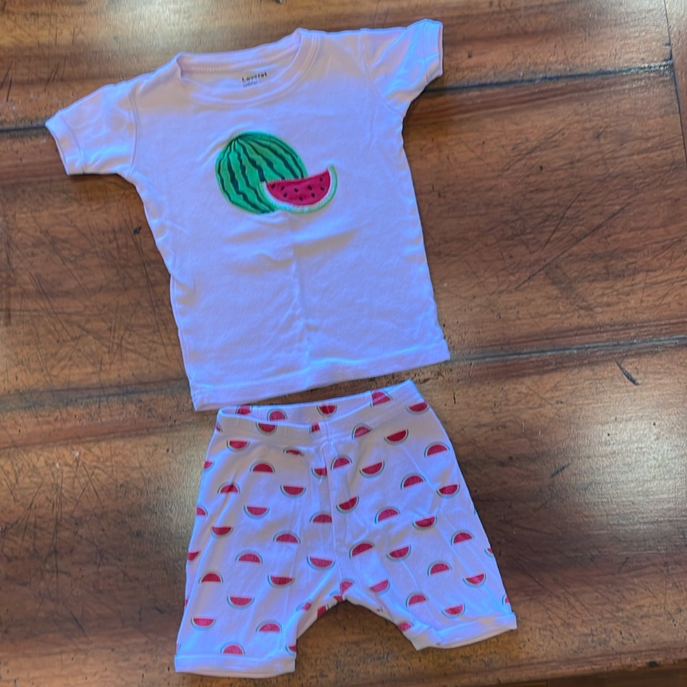 LEVERET | watermelon appliqué pajama set | size 3